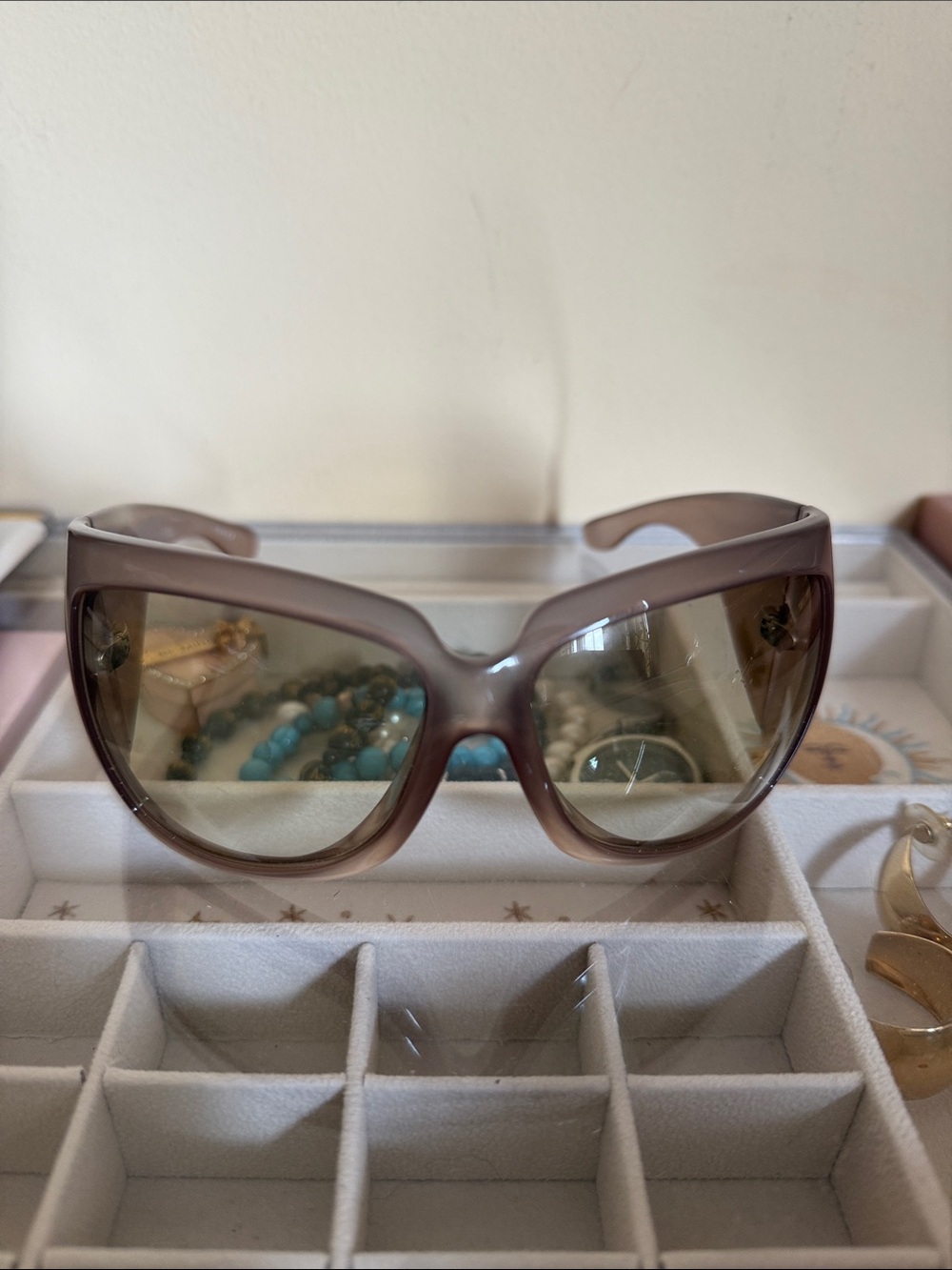 Gucci Women's Oversized Shield Sunglasses in Taupe Brown